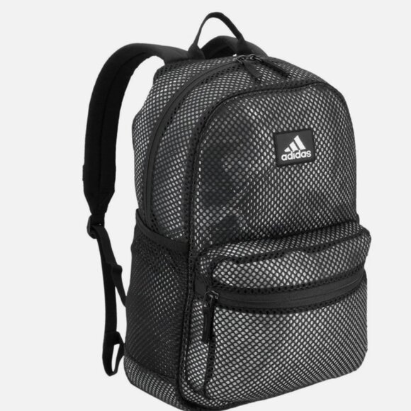 NEW Adidas Hermosa II Mesh Backpack Black See Through NWT MSRP - Picture 2 of 6